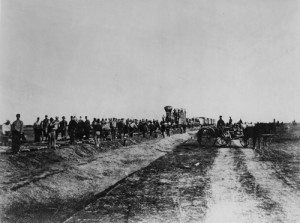 Laying track west of Hays, Kansas, Alexander Gardner, 1867